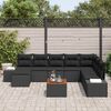 vidaXL Tuin Sofa Set met kussen 9 pcs Zwart Poly riet