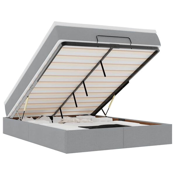 vidaXL Ottoman bed met matras 140x190cm stof lichtgrijs