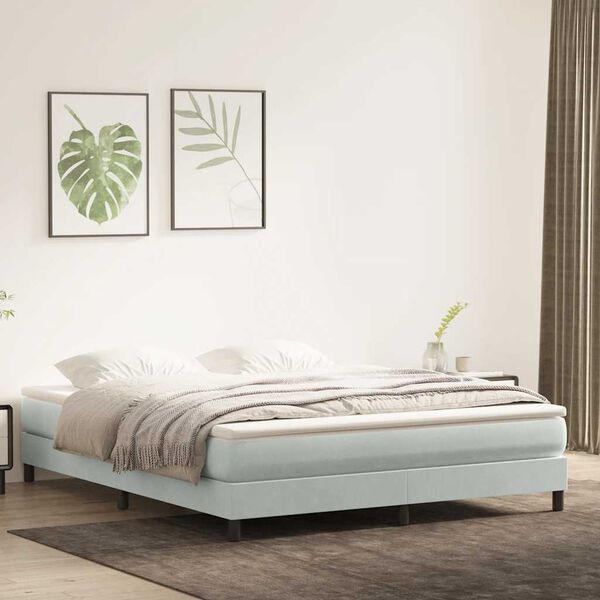 vidaXL Bed boxspring zonder matras 180x220 cm fluweel lichtgrijs