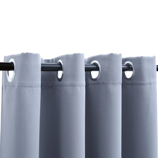 vidaXL Gordijn verduisterend met metalen ringen 2 st 140x175 cm grijs