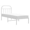 vidaXL Bedframe met hoofdbord zonder matras metaal wit 75x190 cm