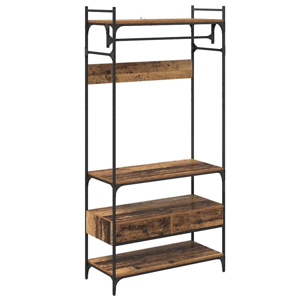 vidaXL Kledingkast met lade Oud hout 89 x 39 x 184.5 cm Bewerkt hout