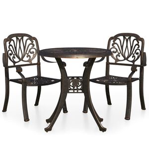 vidaXL 3-delige Bistroset gietaluminium bronskleurig