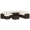vidaXL 9-delige Loungeset met kussens poly rattan bruin