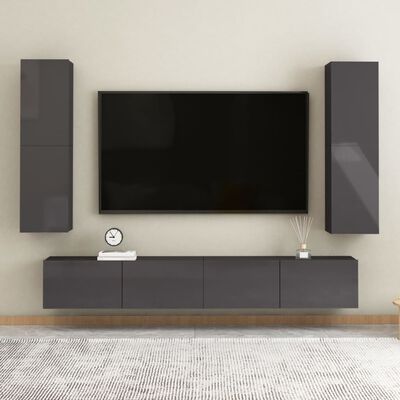 vidaXL Tv-meubel 30,5x30x110 cm spaanplaat hoogglans grijs