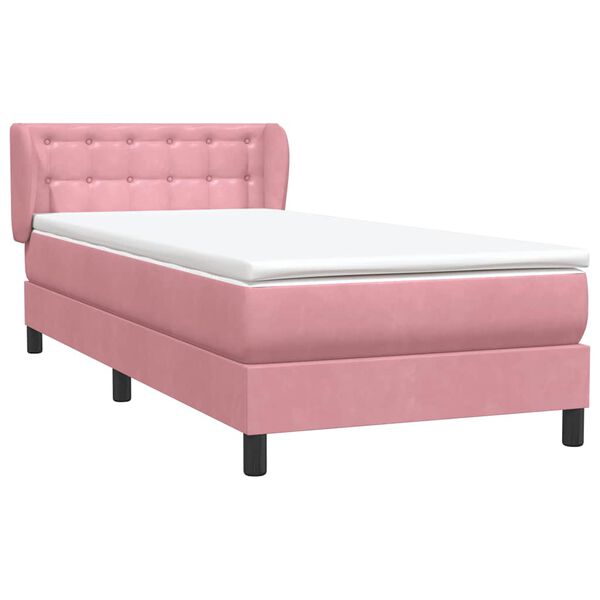vidaXL Boxspring met matras fluweel roze 80x220 cm