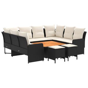 vidaXL Meubelsets met kussen 8 pcs Zwart en Cr&egrave;me PE Rattan