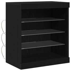 vidaXL LED Sideboard Zwart Eiken 60,5 x 37 x 67 cm Bewerkt hout