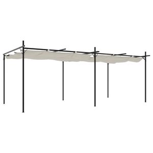vidaXL Pergola met uitschuifbaar dak 589x292x230 cr&egrave;mekleurig