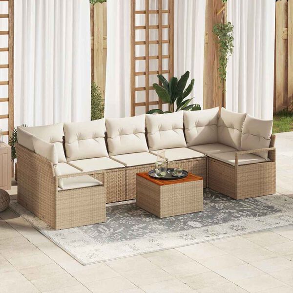 vidaXL Tuin Sofa Set 8 pcs Beige en wit