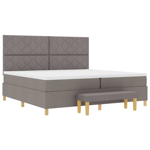 vidaXL Boxspring bed met matras met hoofdeinde Taupe 200 x 200 cm Stof
