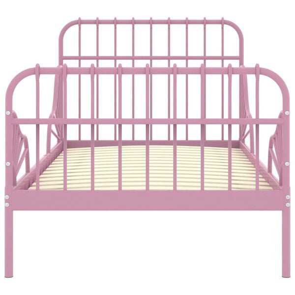 vidaXL Bedframe verlengbaar metaal roze 80x130/200 cm