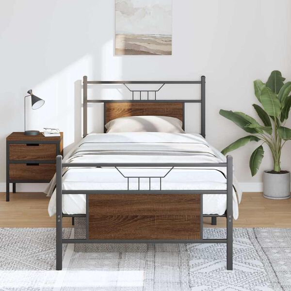 vidaXL Bedframe zonder matras bewerkt hout bruin eikenkleur 90x190 cm