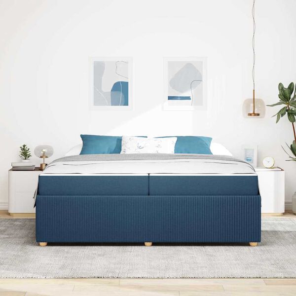 vidaXL Bedframe met matras Blauw 200 x 200 cm Stof