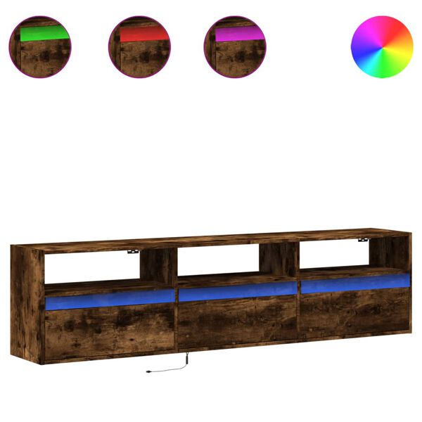 vidaXL Tv-wandmeubel met LED-verlichting 180x31x45 cm gerookt eiken