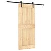 vidaXL Schuifdeur Naturel en Zwart 85 x 210 cm Massief Grenenhout