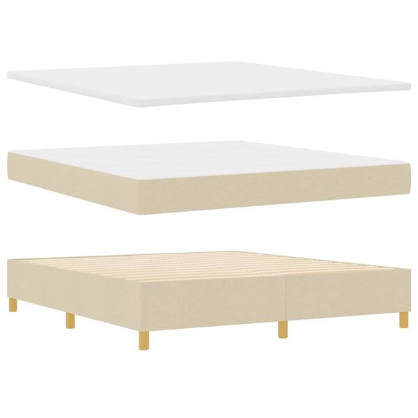 vidaXL Boxspringbed met matras met hoofdeinde Cr&egrave;me 180 x 200 cm Stof