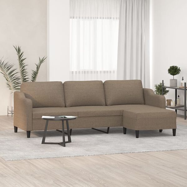 vidaXL Driezitsbank met voetenbank 210 cm stof taupe