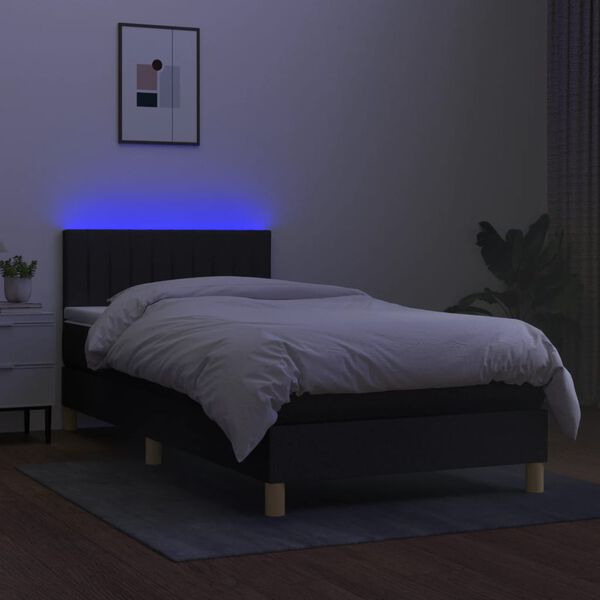 vidaXL Boxspring met matras en LED stof zwart 80x200 cm