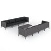 vidaXL 9-delige Loungeset met kussens poly rattan donkergrijs