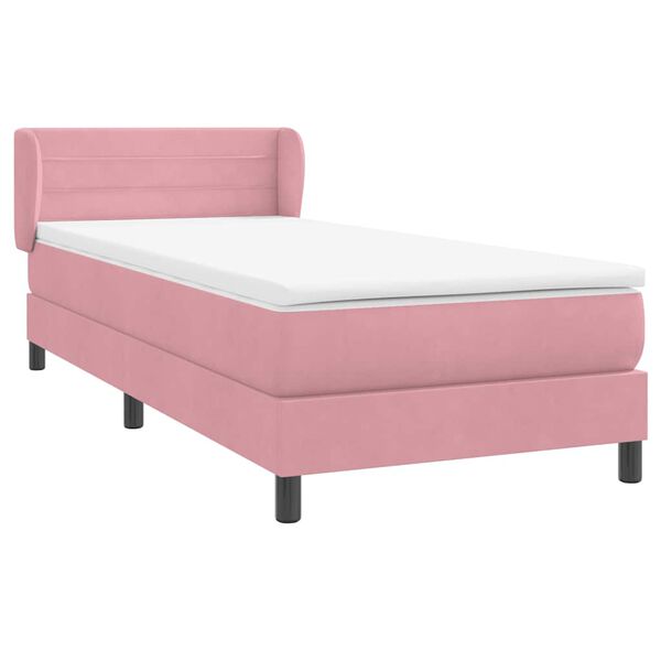vidaXL Boxspring met matras fluweel roze 80x220 cm