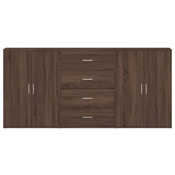 vidaXL Dressoirs 3 st 60x31x84 cm bewerkt hout bruin eikenkleurig