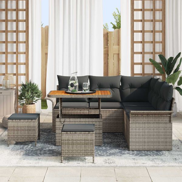 vidaXL Tuin Sofa Set 8 pcs Grijs poly rattan
