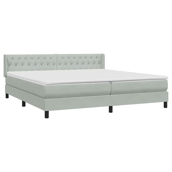 vidaXL Boxspring met matras fluweel lichtgrijs 180x210 cm
