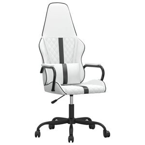 vidaXL Massage gamestoel kunstleer zwart en wit