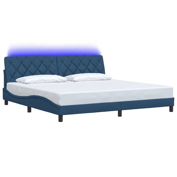 vidaXL Bedframe met LED zonder matras 200x200 cm stof blauw