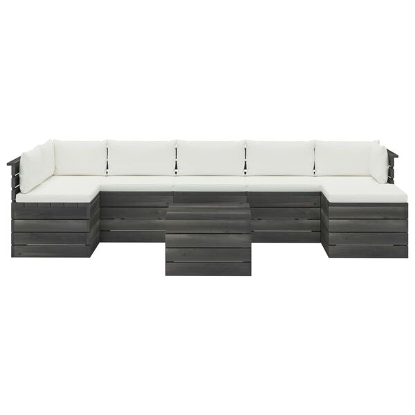 vidaXL 8-delige Loungeset met kussens pallet massief grenenhout