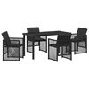 vidaXL Tuin eettafelset 5 pcs Zwart poly rattan