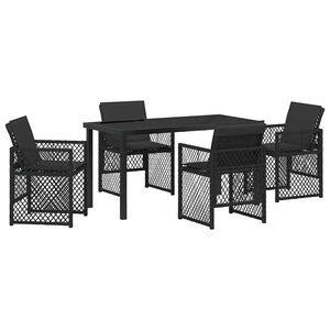 vidaXL Tuin eettafelset 5 pcs Zwart poly rattan