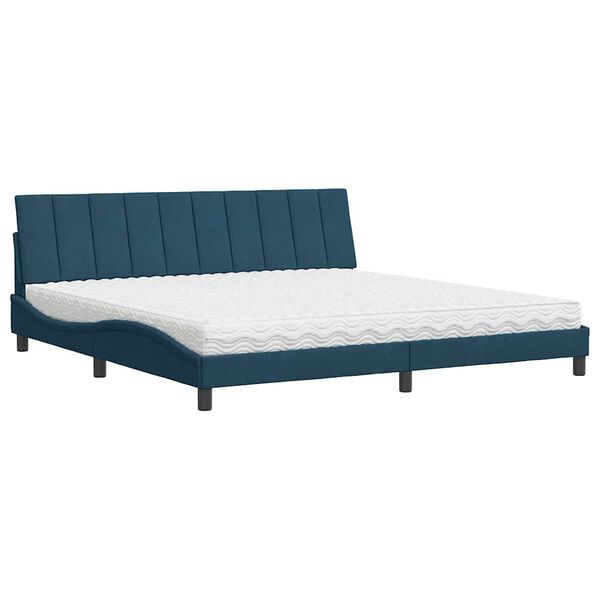 vidaXL Bed met matras "Hanko" fluweel blauw 200x200 cm