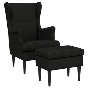 vidaXL Fauteuil met Voetenbank 2 st Zwart Stof