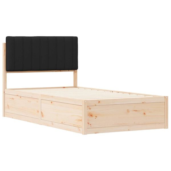 vidaXL Bedframe met Gevoerd Hoofdgedeelte Zwart 100 x 200 cm