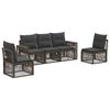 vidaXL Tuinbankenset 5 pcs Grijs en Donkergrijs poly rattan