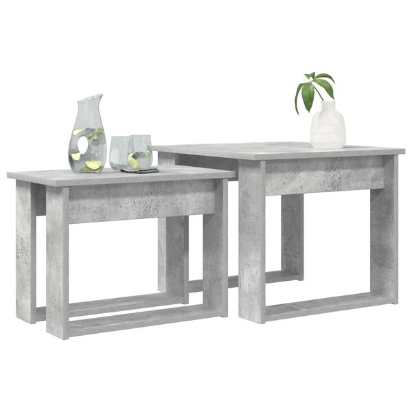 vidaXL Koffietafel Set 2 pcs Beton Grijs Bewerkt hout
