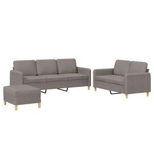 vidaXL 3-delige Loungeset met kussens stof taupe