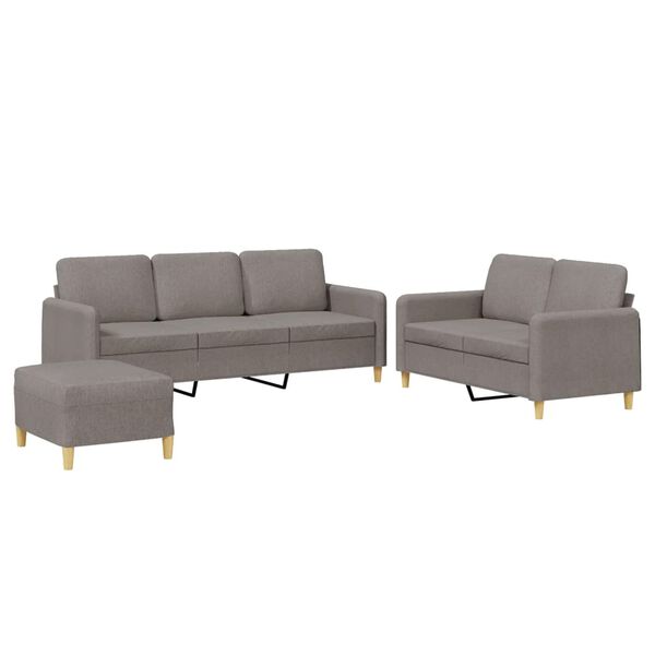 vidaXL 3-delige Loungeset met kussens stof taupe