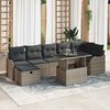 vidaXL Tuin Sofa Set met kussen met opslag 8 pcs Grijs Poly riet
