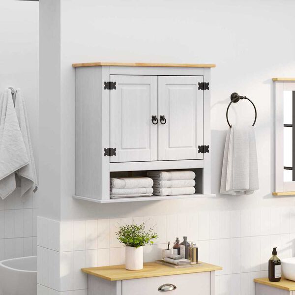 vidaXL Hangkast Corona Wit 70 x 33 x 71,5 cm Massief grenenhout