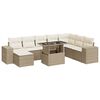vidaXL 9-delige Loungeset met kussens poly rattan beige