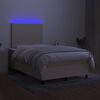 vidaXL Boxspring met matras en LED stof cr&egrave;mekleurig 120x190 cm