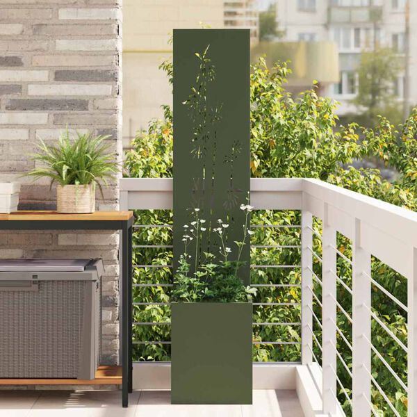 vidaXL Tuin Privacy Screen Olijfgroen 32 x 140 cm Koudgewalst staal