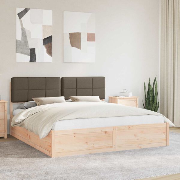 vidaXL Bedframe met Gevoerd Hoofdgedeelte Taupe 200 x 200 cm