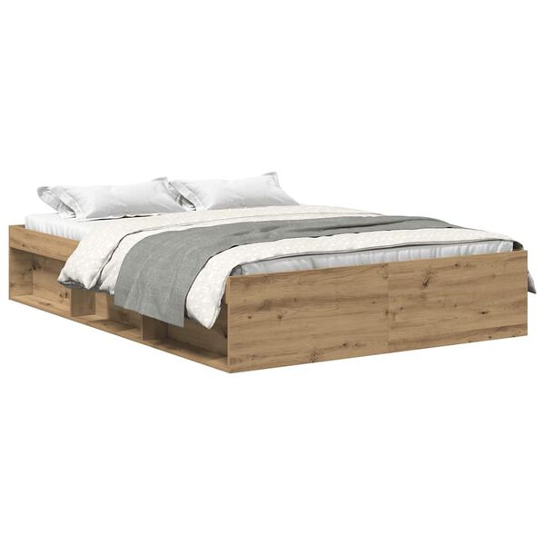 vidaXL Bedframe zonder matras bewerkt hout artisanaal eikenkleurig