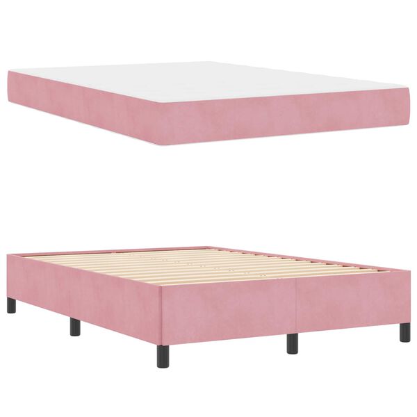 vidaXL Bedframe met matras Roze 160 x 200 cm Stof
