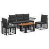 vidaXL Tuinbankenset 6 st Zwart en Donkergrijs poly rattan