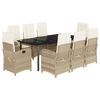 vidaXL 9-delige Tuinset met kussens poly rattan beige